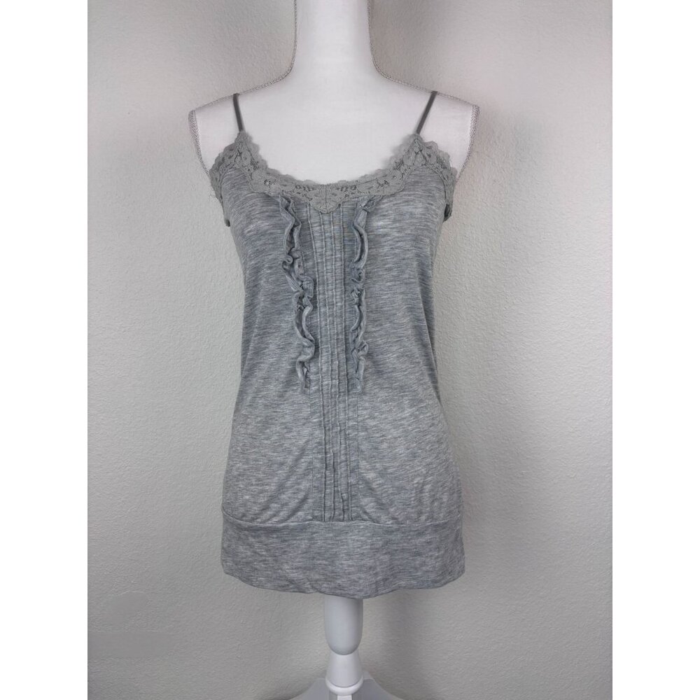 Body Central juniors medium grey Y2K ruffle front cami tank‎ top 90's
